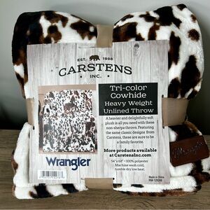 New CARSTENS INC Wrangler Tri-color Cowhide Heavy Throw, 54”x68”